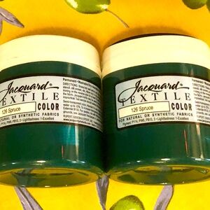 2- 8 Oz. Jars~Jacquard Textile Color Paint - Spruce Color. Unused, bought extra